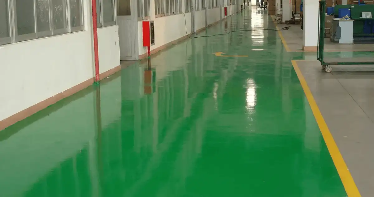 A factory floor professionally covered and marked with epoxy flooring in Boulder, CO