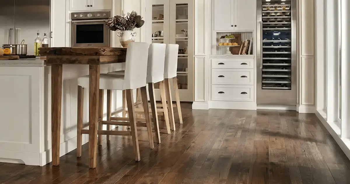 Professionally installed and refinished hardwood flooring in a residential home, showcasing smooth finish and natural wood tones in Boulder, CO