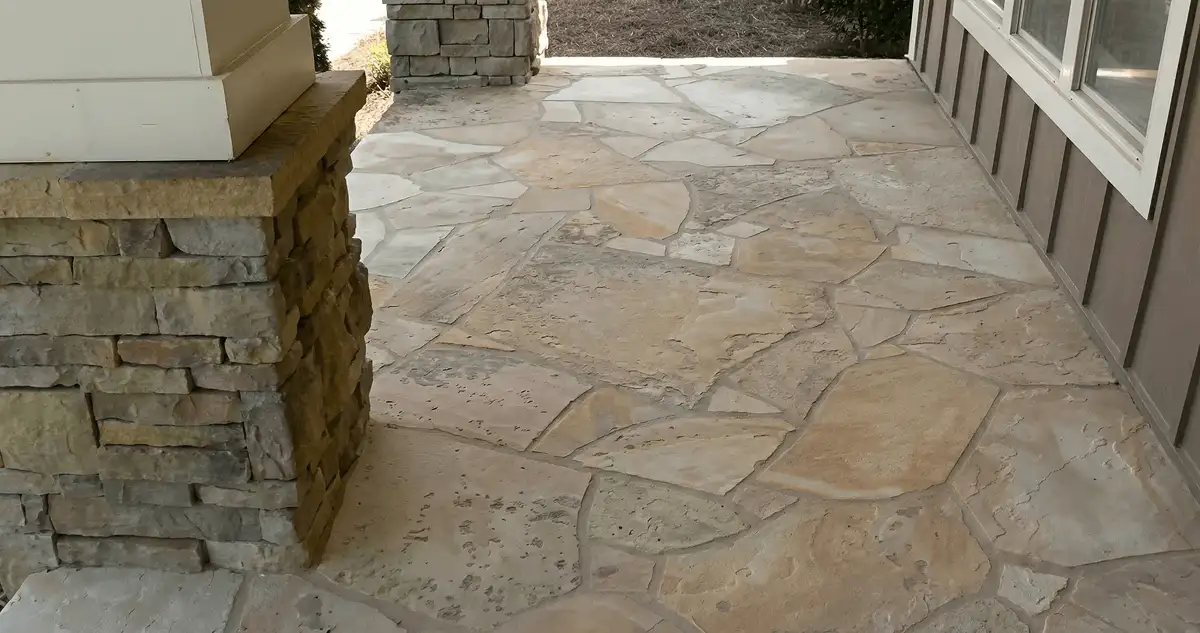 House entrance with professionally installed stone flooring in Boulder CO